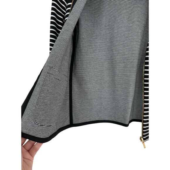 Lauren Ralph Lauren Moto Jacket Women’s Small  Striped Jersey Black and White - Picture 4 of 6
